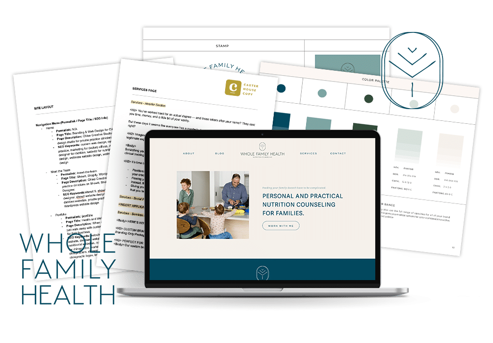 whole family health, showit dietitian websites