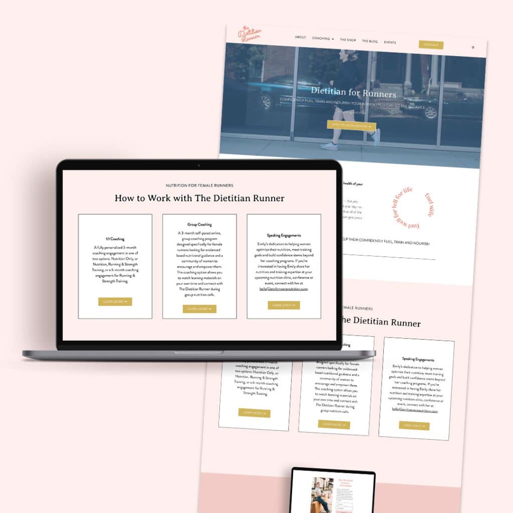 the dietitian runner website homepage wordpress