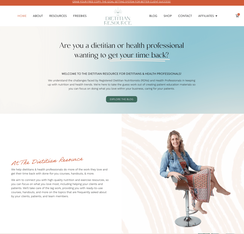 oregon dietitian wordpress website home page