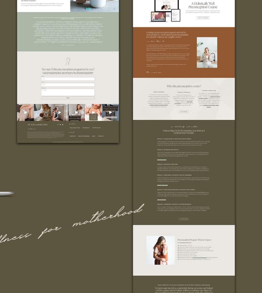 sales page on physical therapist website
