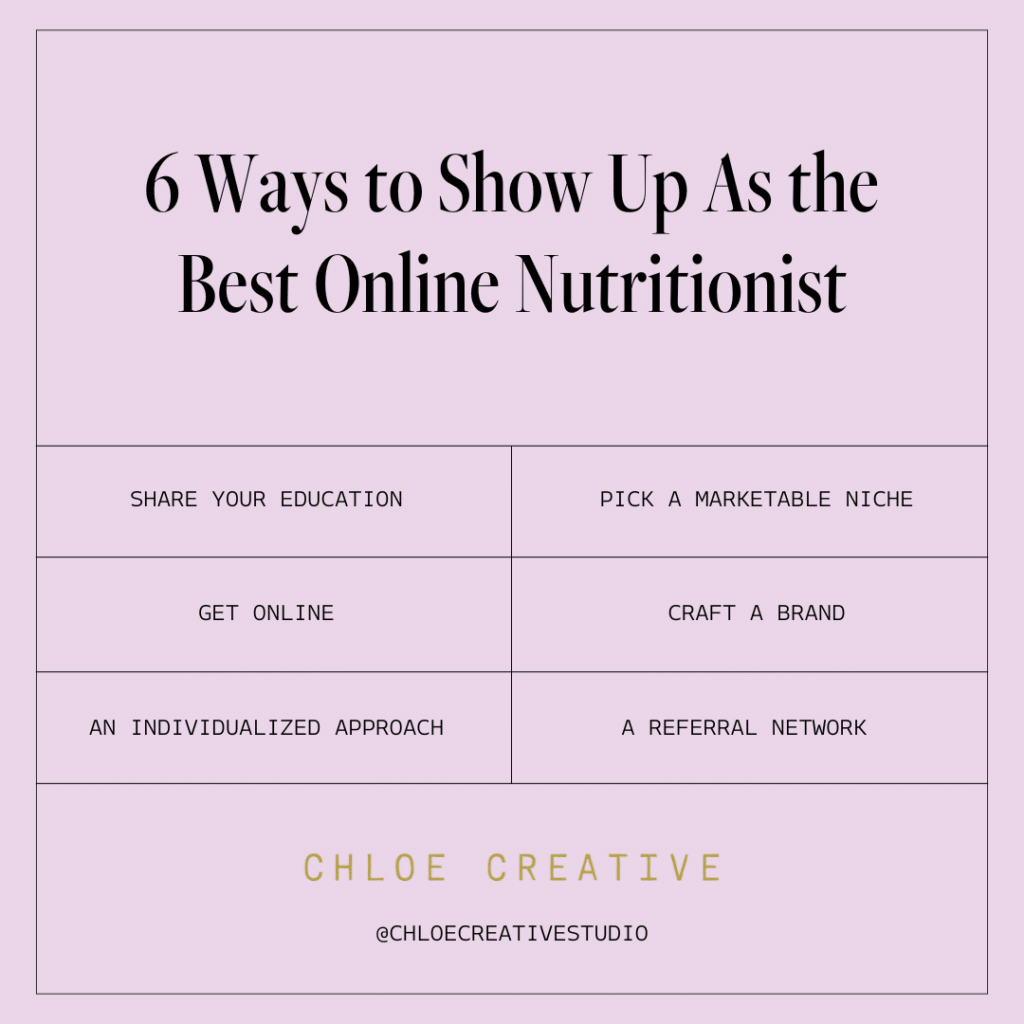 6 ways to show up as the best online nutritionist graphic