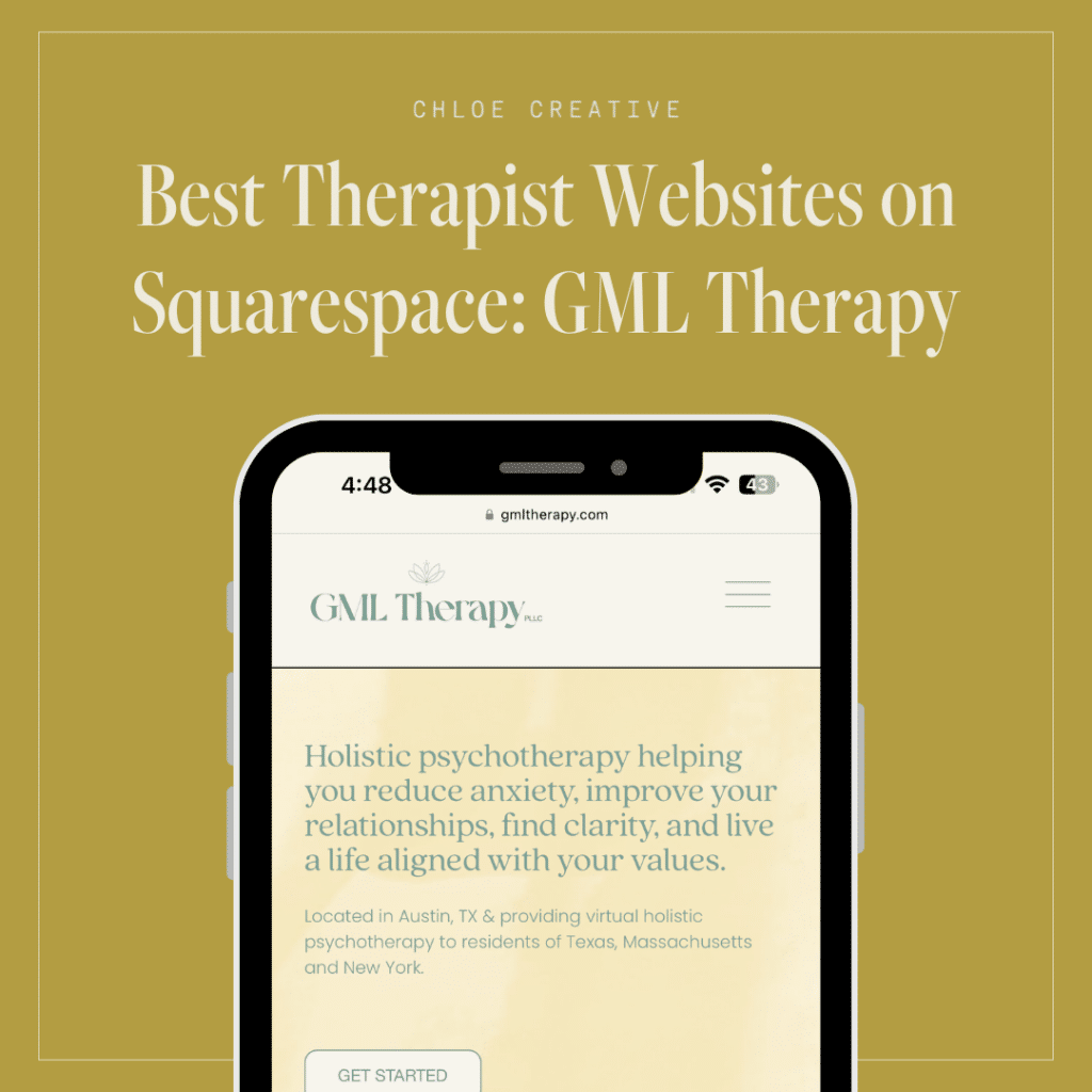 phone screencapture of GML therapy, best therapist websites on Squarespace