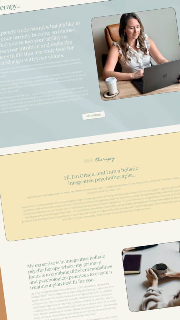 about page on gml therapy, best therapist websites on squarespace