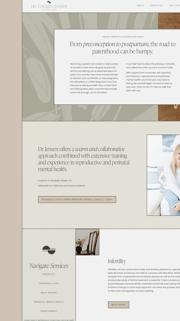 dr. lauren jensen psychologist website perinatal page