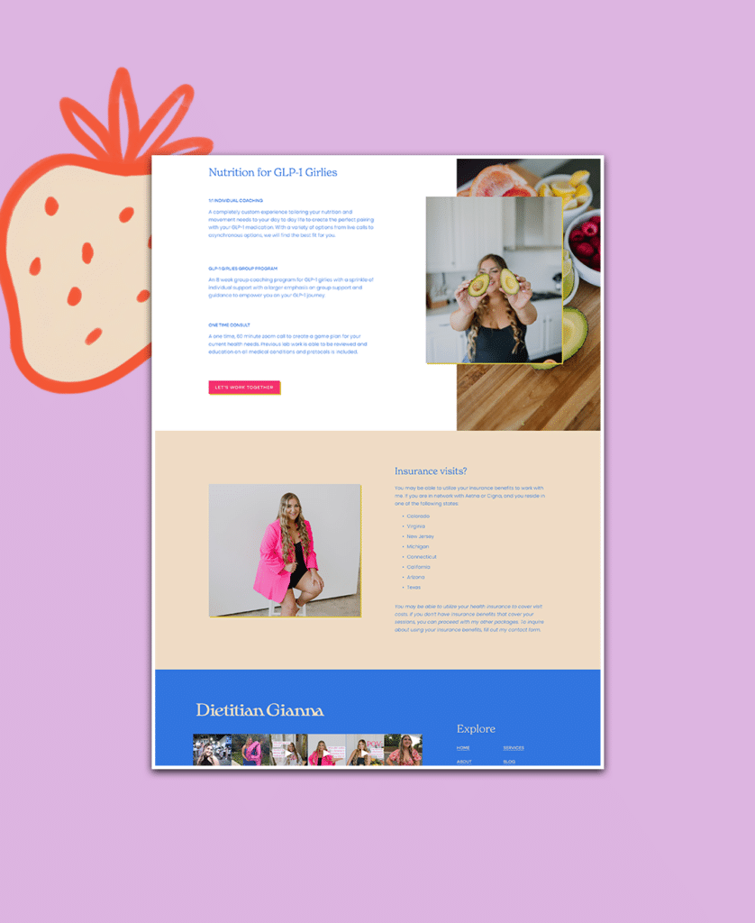 Squarespace Website Design for Gianna