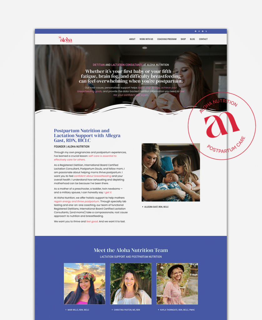 about aloha nutrition page