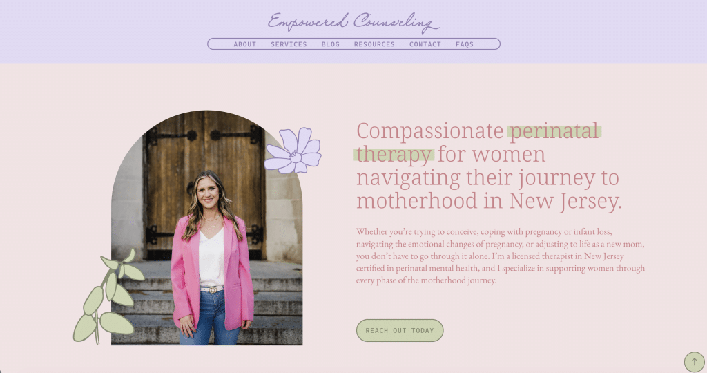 private practice branding review homepage design