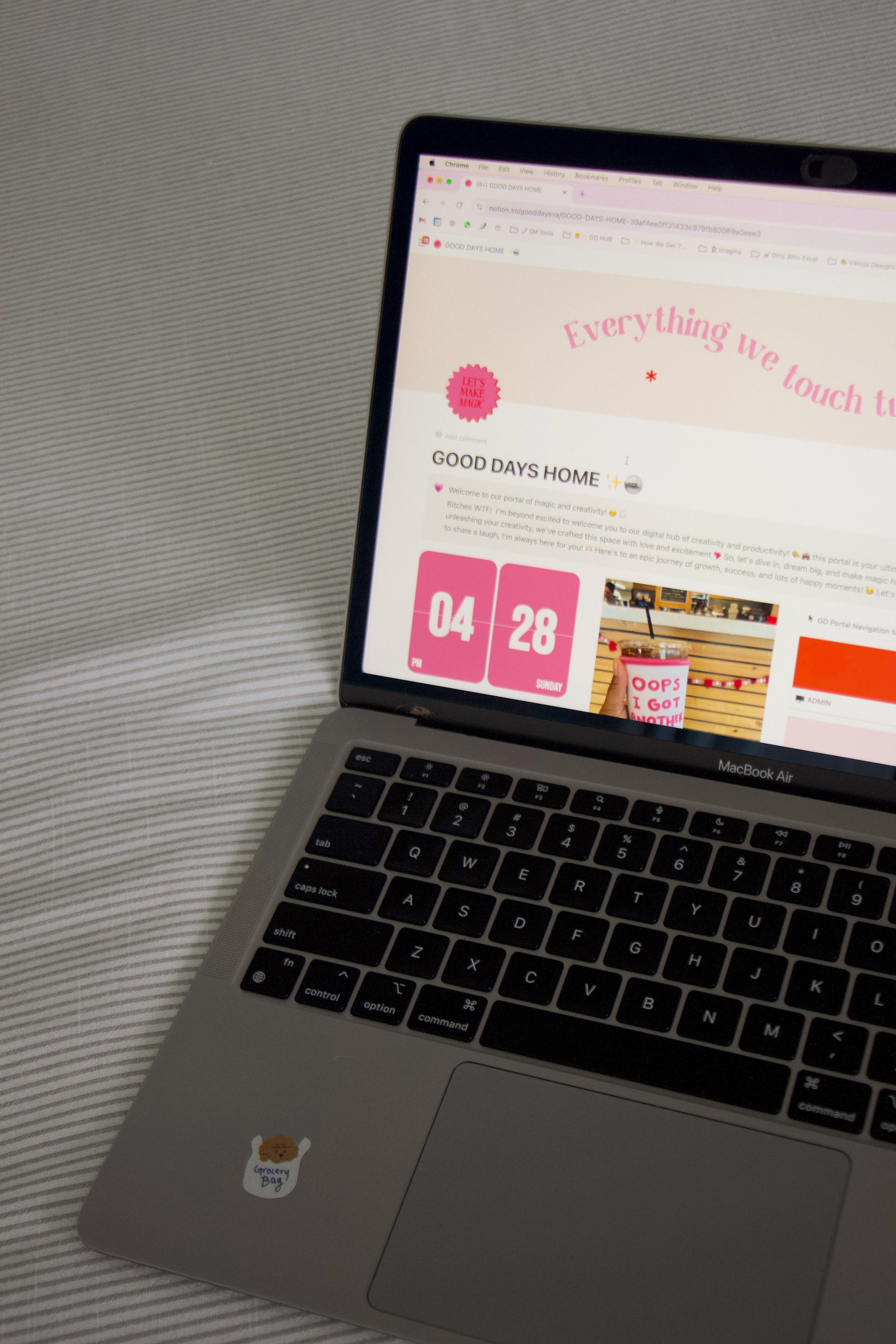 A laptop showing a lifestyle website design sits on a soft surface, demonstrating one of the best website builders for small business.
